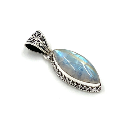 Sterling Silver Filigree Marquise Moonstone Pendant