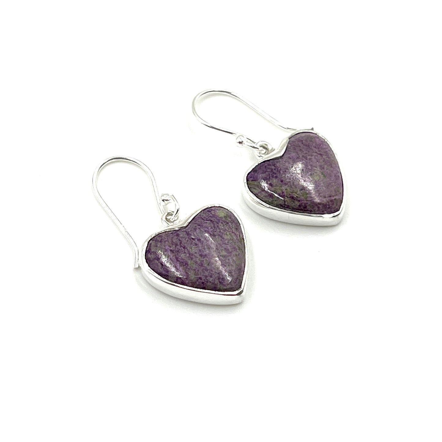 Sterling Silver Heart Purpurite Earrings