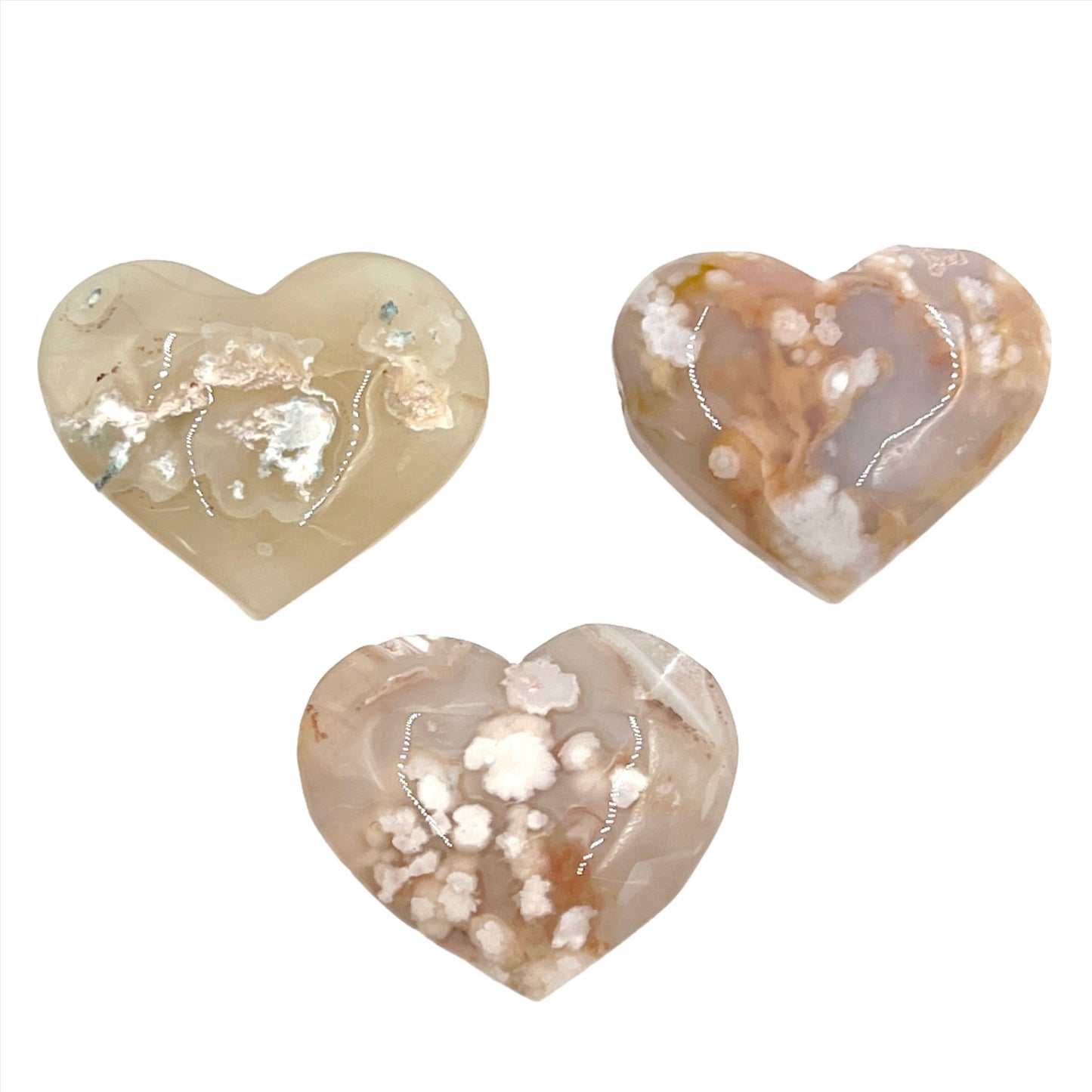 Large Flower Agate Hearts