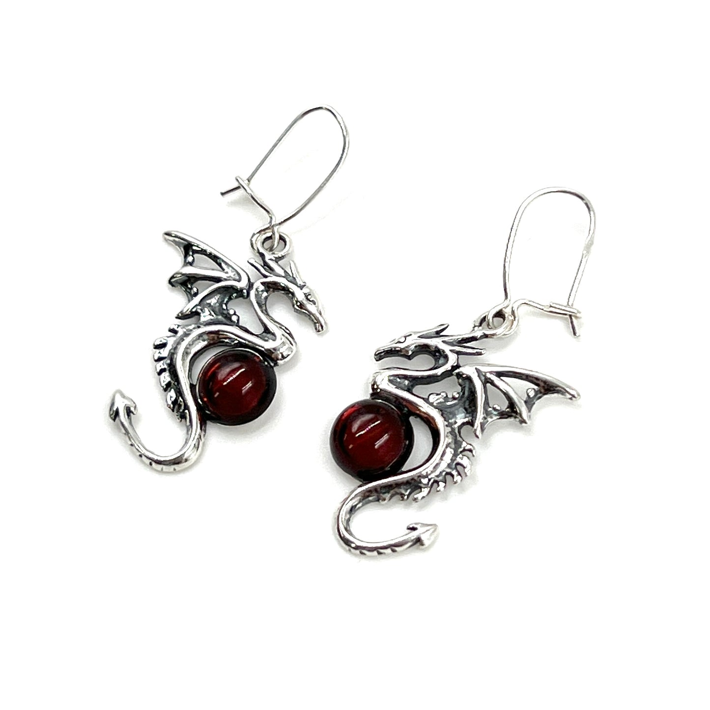 Amber Dragon Dangle Earrings