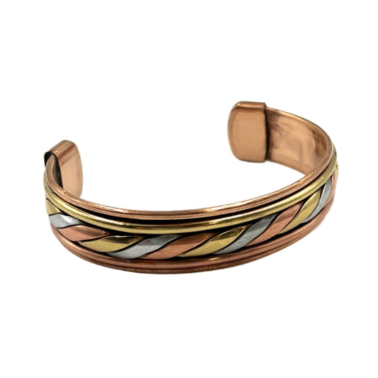 Wide Multi Metal Rope Copper Bracelet