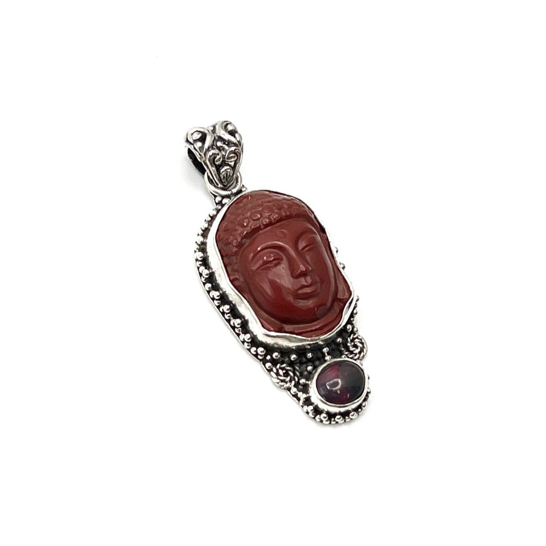 Red Jasper & Opal Buddha Head Pendants