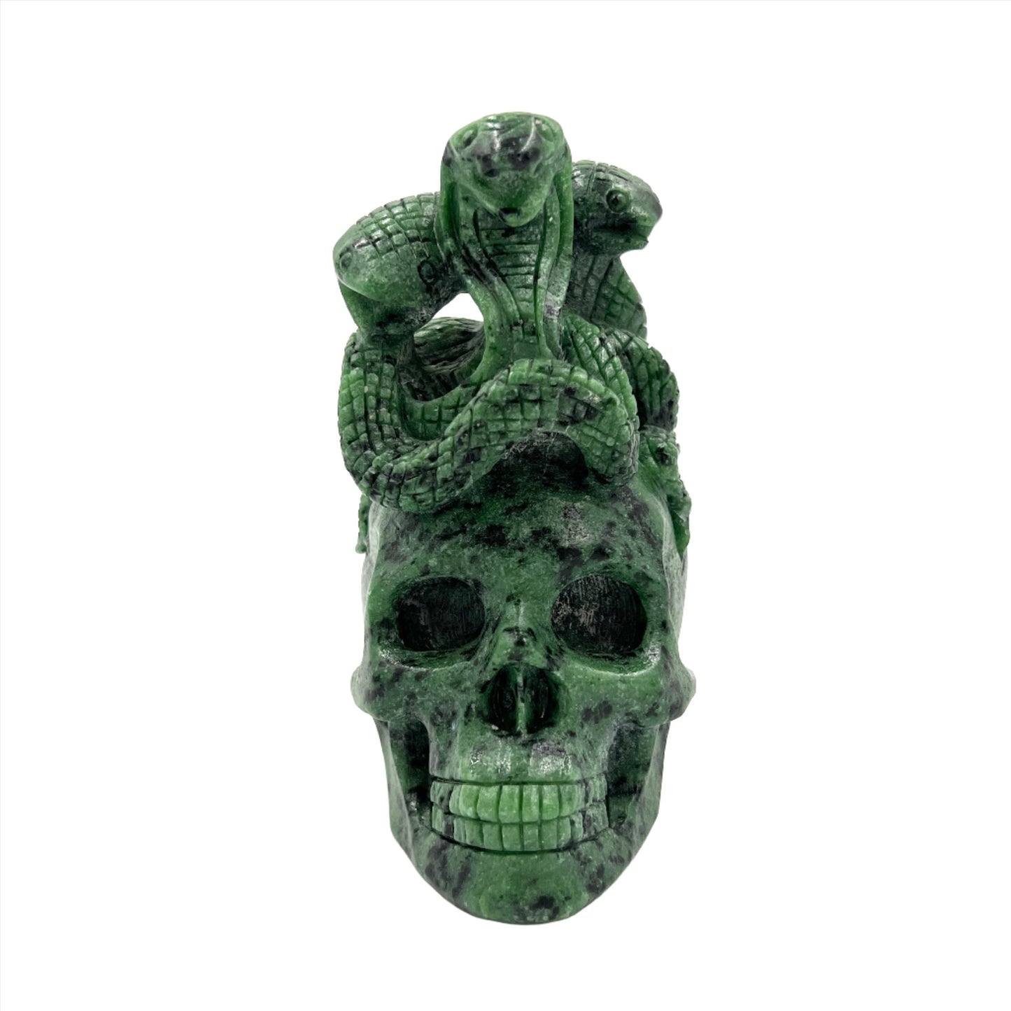 Zoisite Skull with Snakes