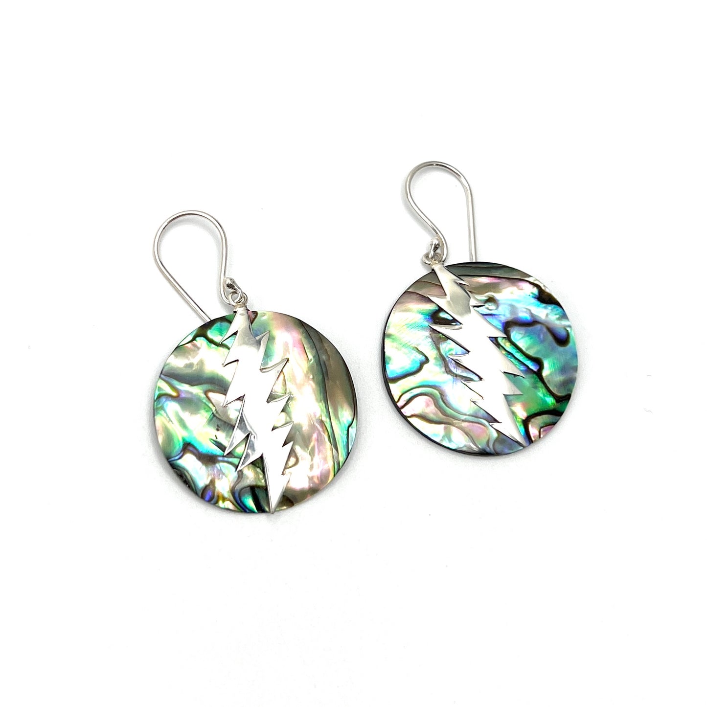 Sterling Silver Bolt Abalone Earrings