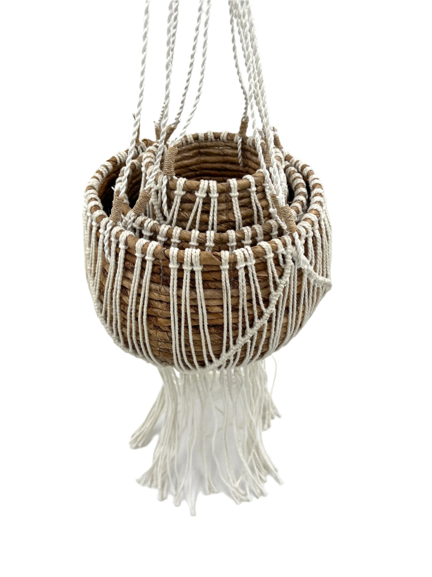 Banana Leaf White Hanging Plant Basket Sets