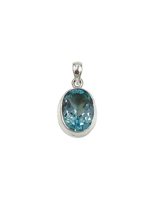 Oval Blue Topaz Pendants