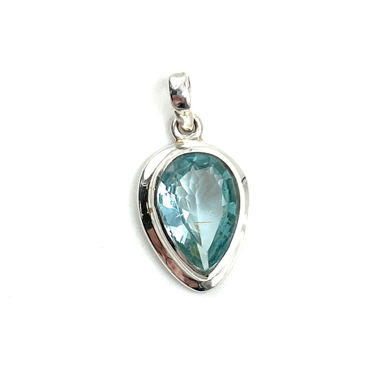 Sterling Silver Tear Drop Blue Topaz Pendants