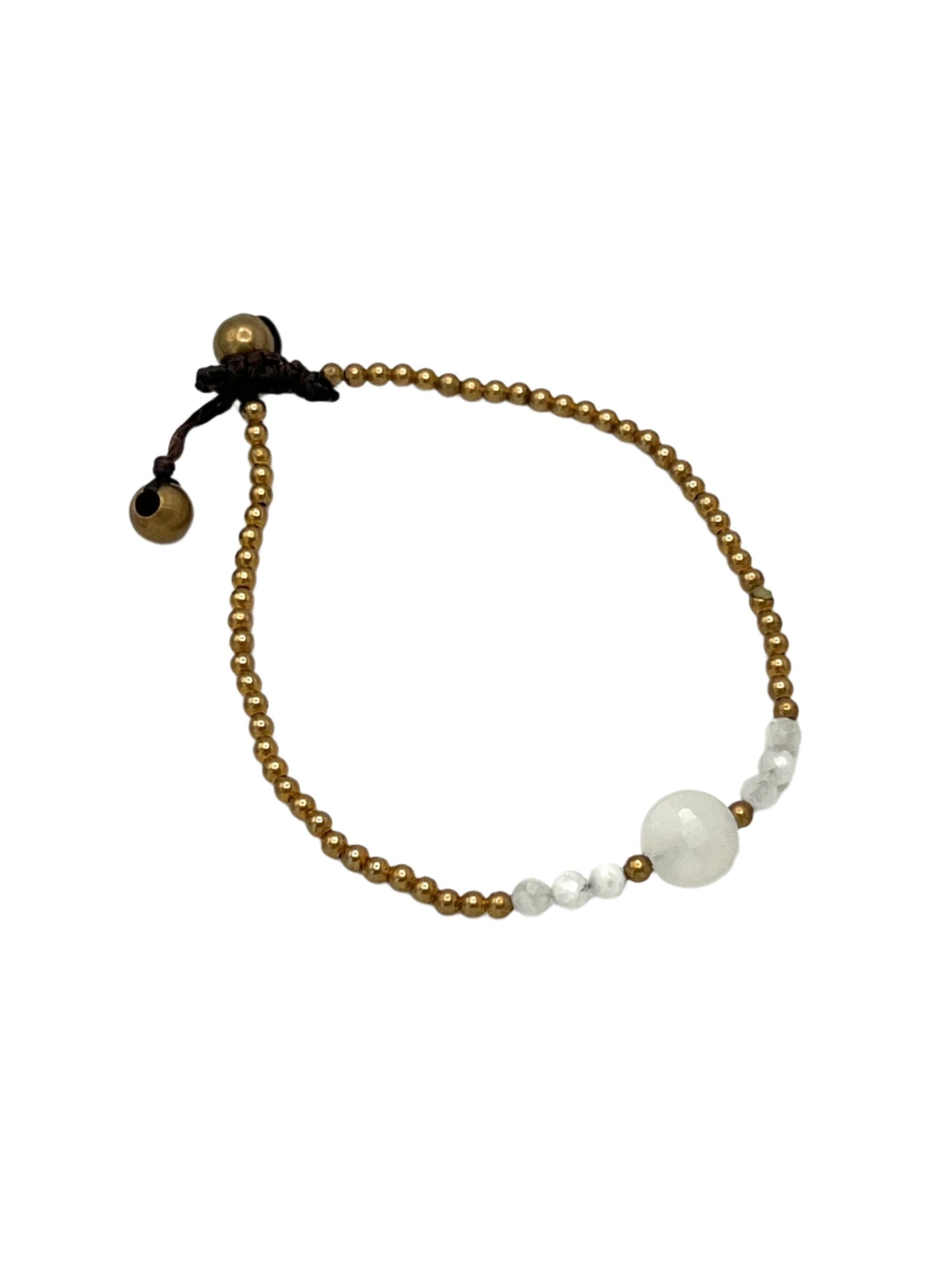 Faceted Round Gemstone Brass Bracelet