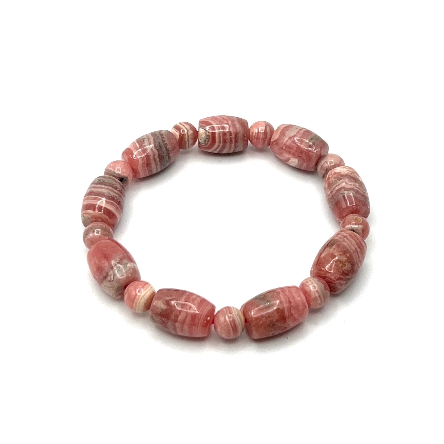 Rhodochrosite Barrel Stretchy Bracelets