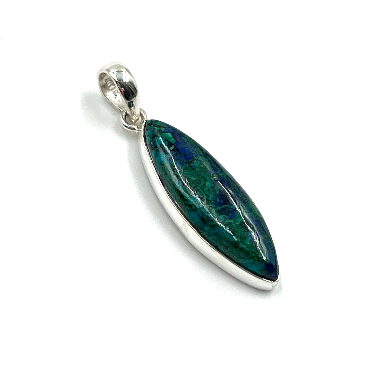 Sterling Silver Azurite Malachite Marquise Pendants