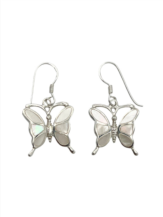 Sterling Silver Shell Butterfly Earrings