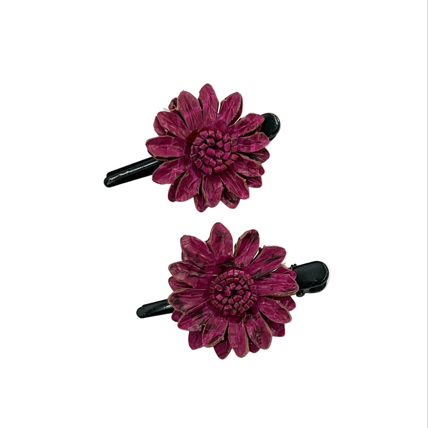Leather Flower Hair Clips