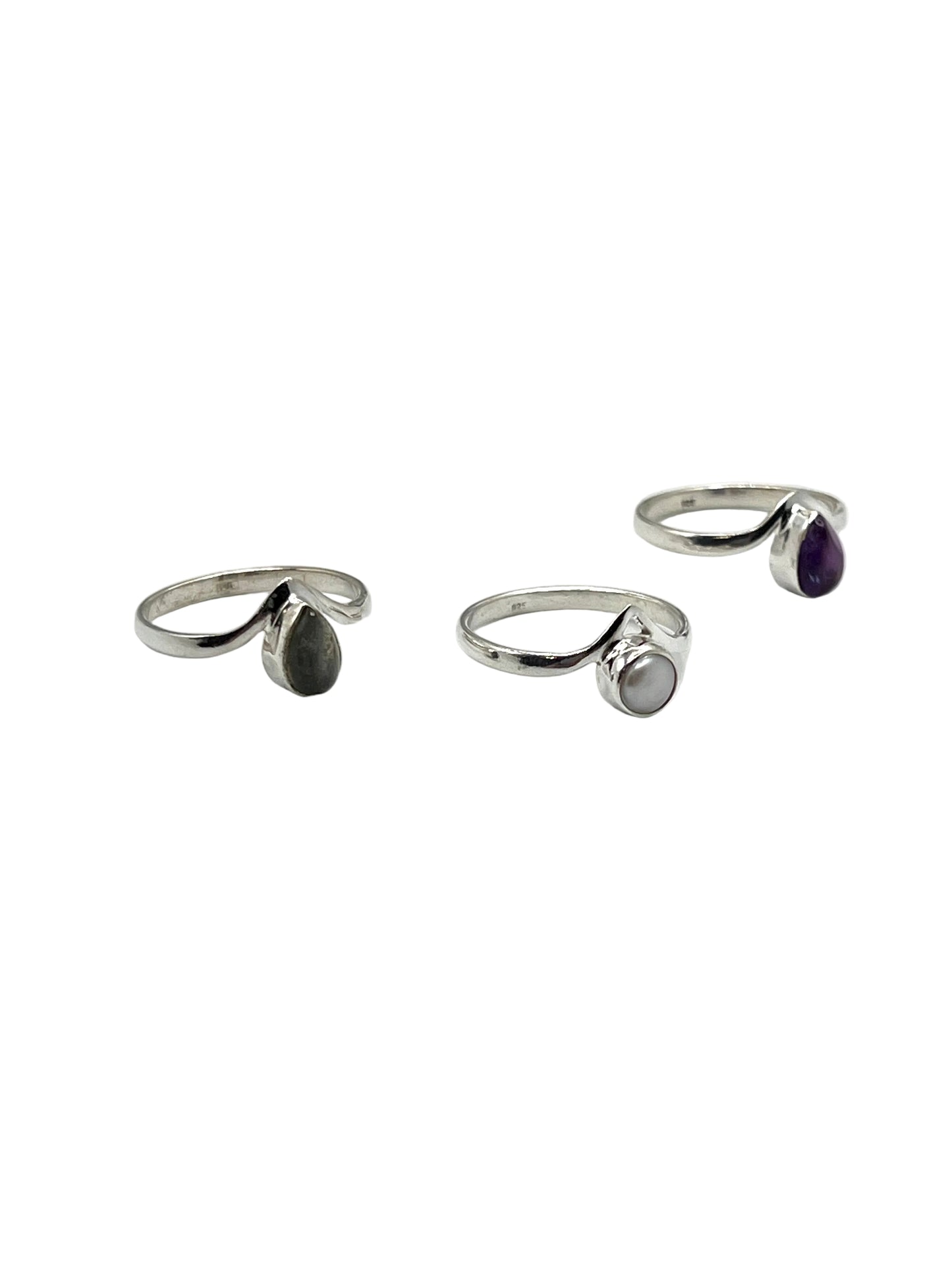 Teardrop Crown Gemstone Rings