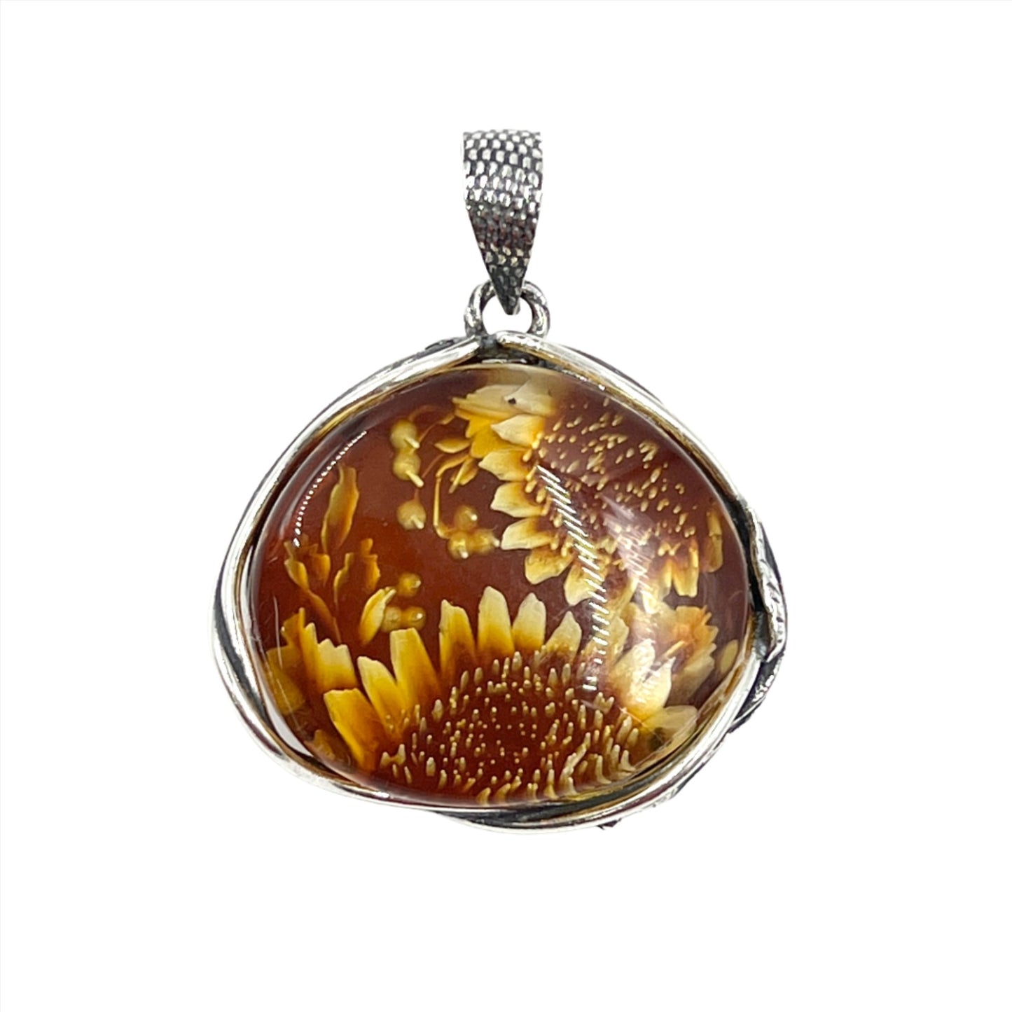 Amber Flower Pendants