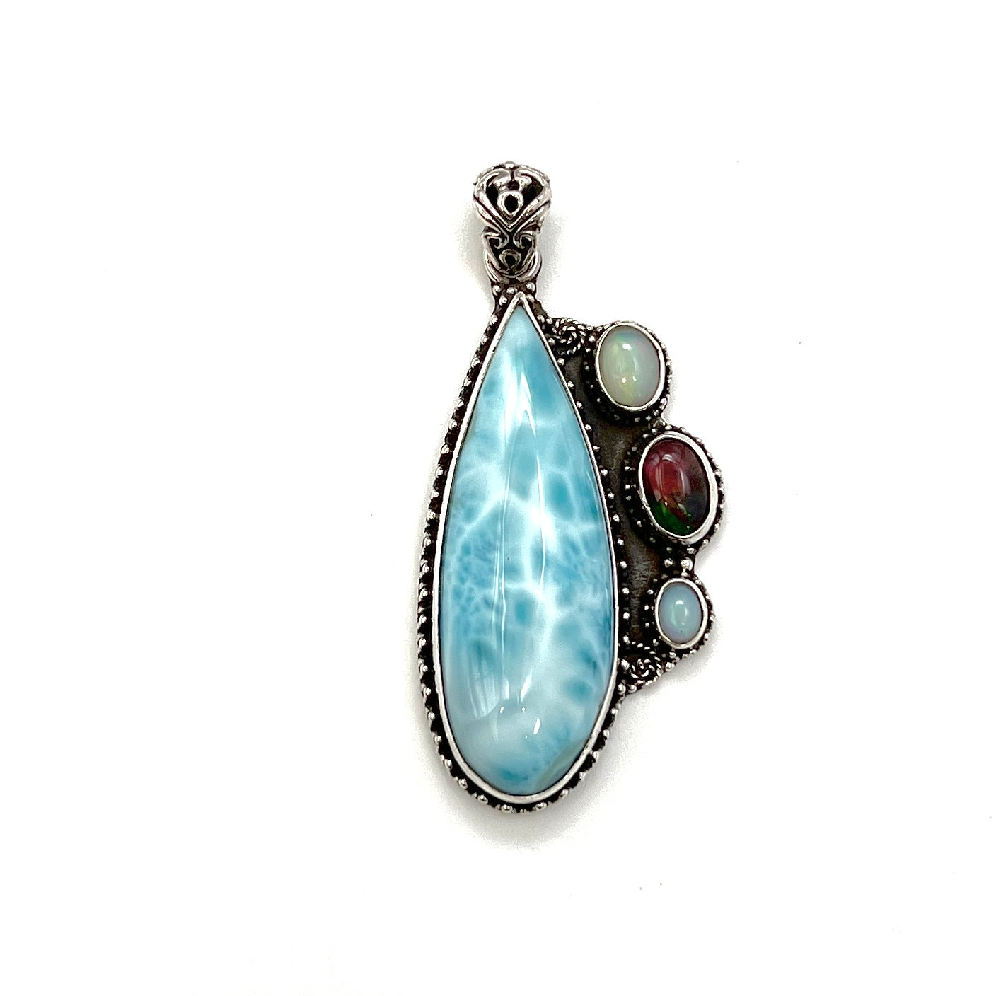 Sterling Silver Larimar & Triple Opal Pendants