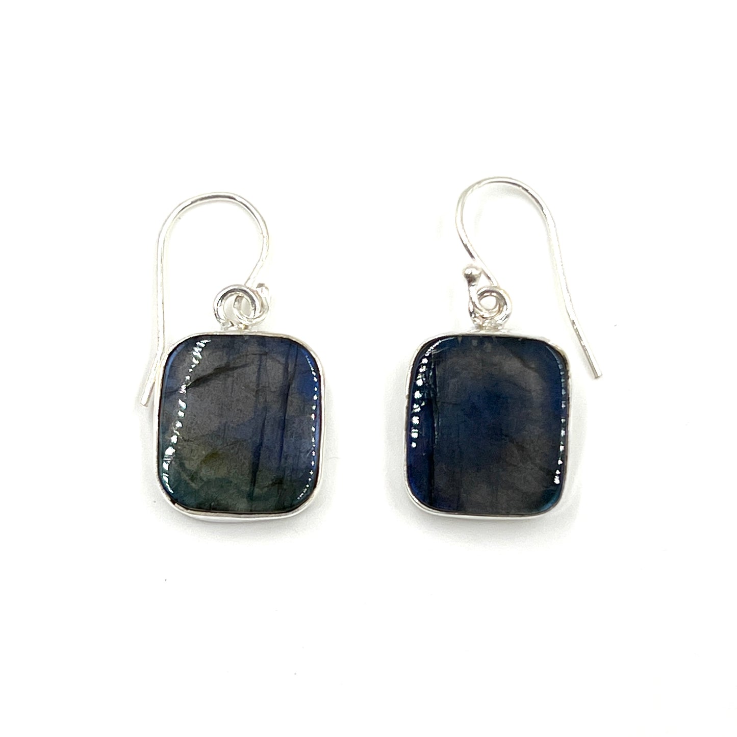 Sterling Silver Square Labradorite Earrings