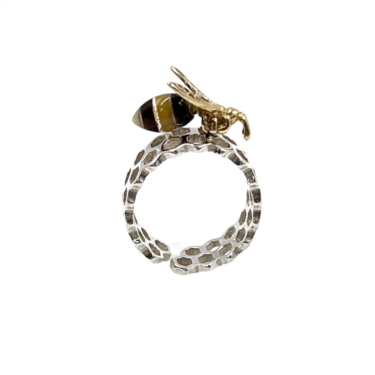 Sterling Silver Amber Honey Comb Rings