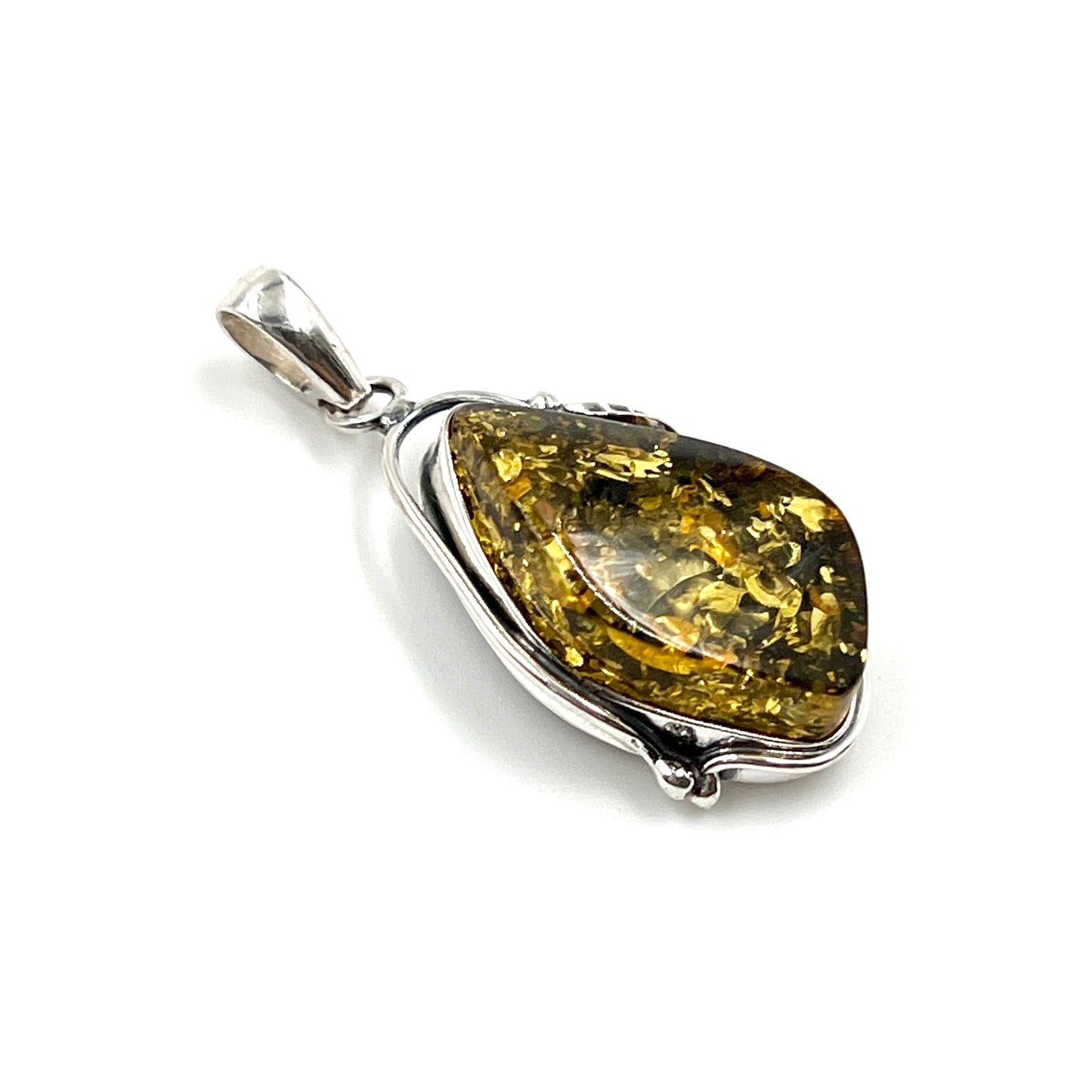 Green Amber Freeform Pendants