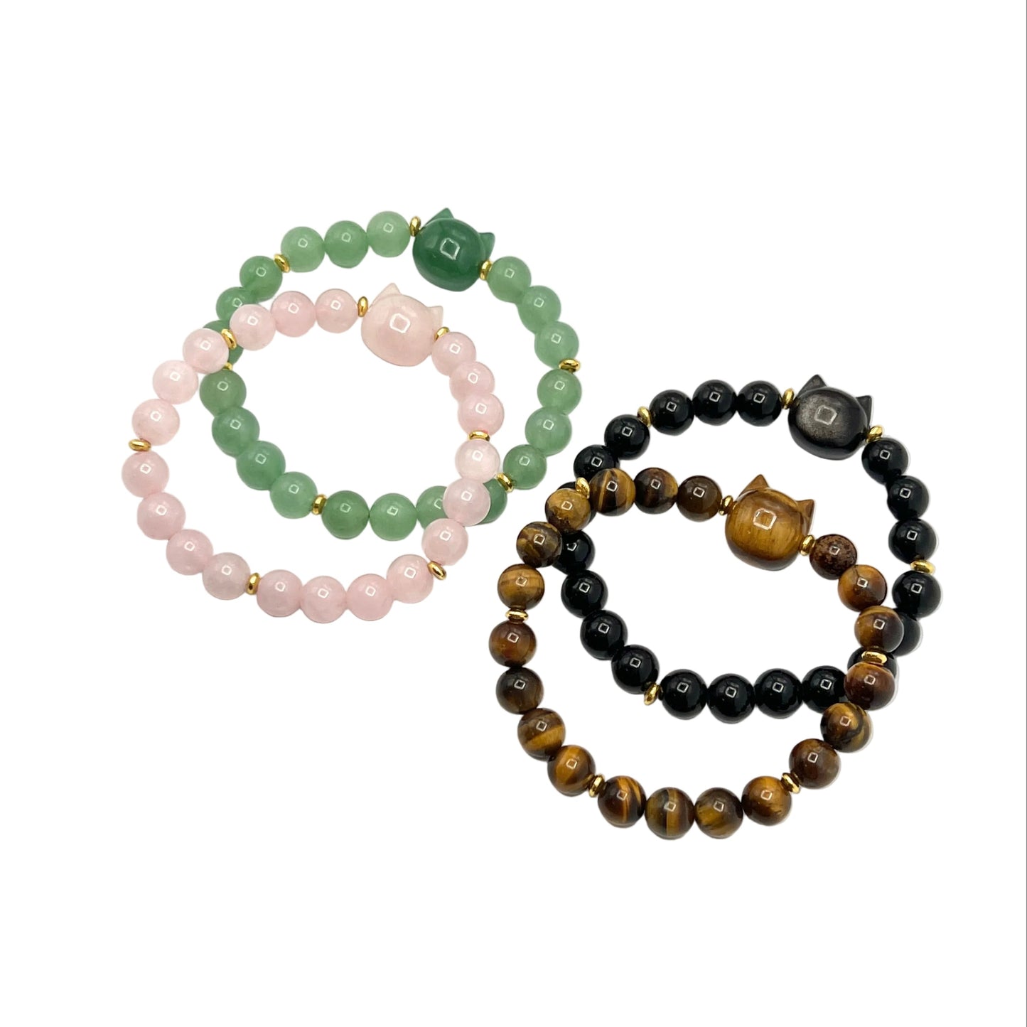 Gemstone Cat Stretchy Bracelets