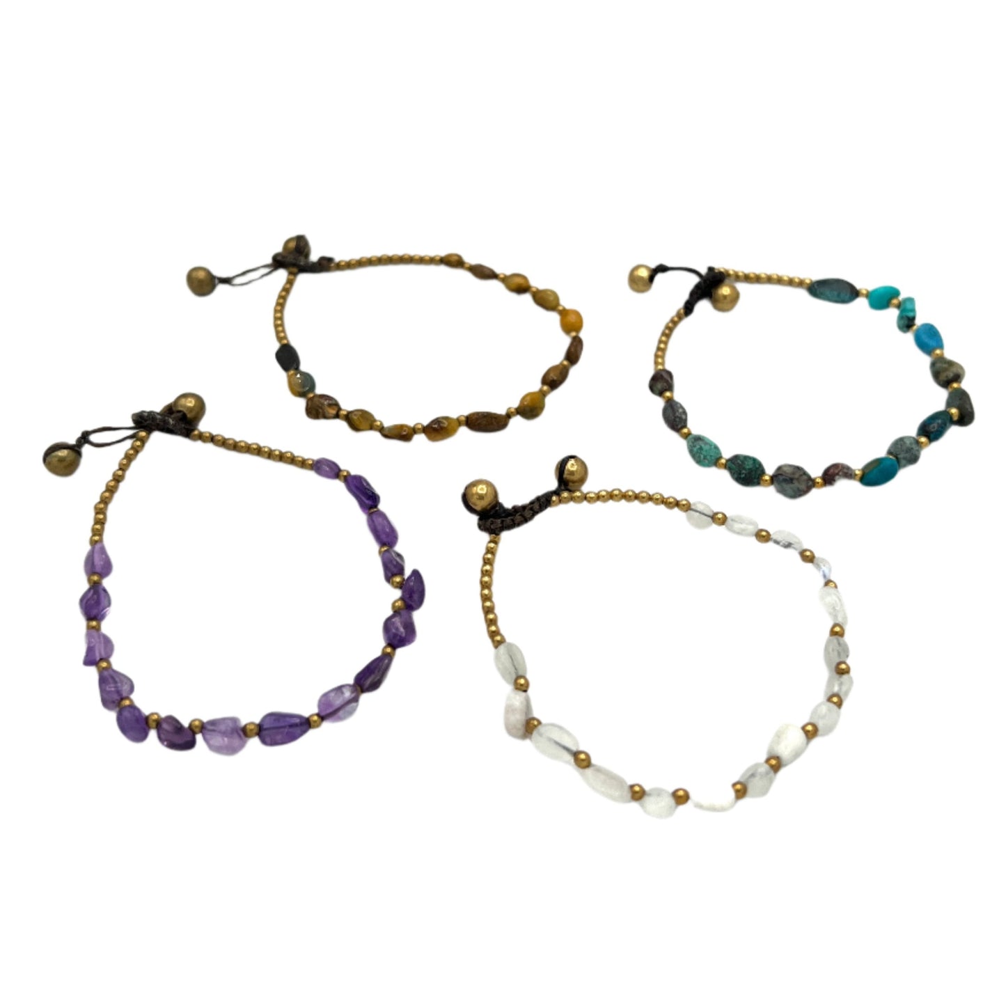 Freeform Gemstone Brass Bracelets