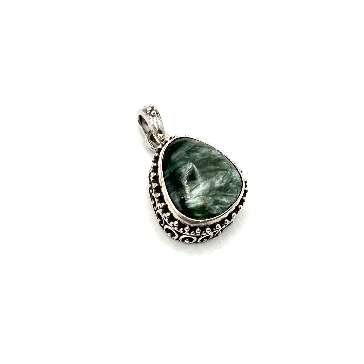 Sterling Silver Beaded Seraphinite Pendants