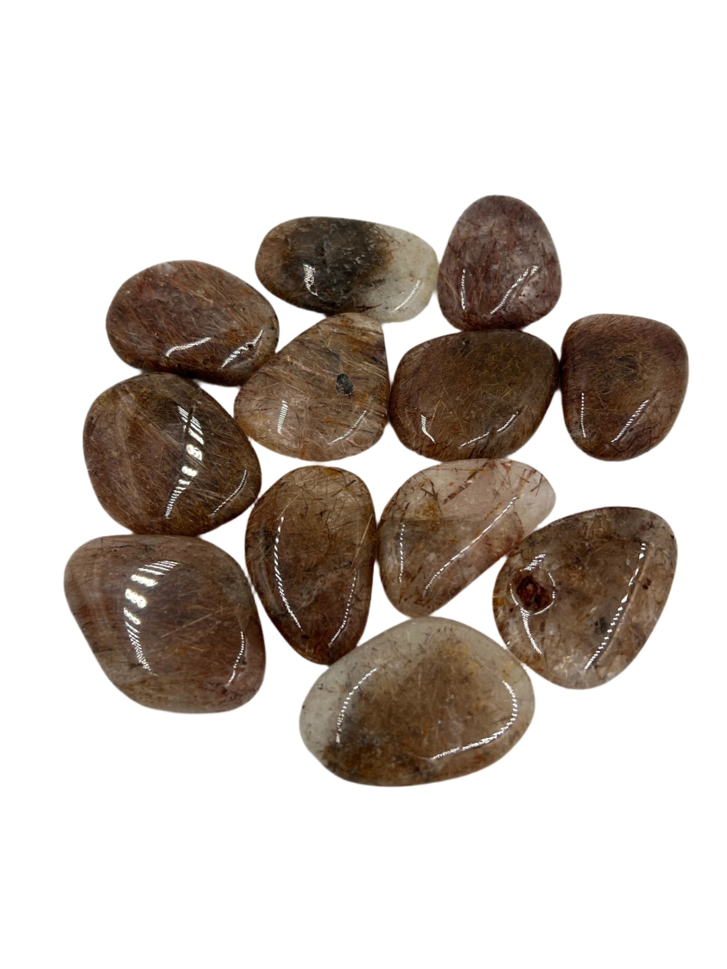 Rutilated Quartz Palm Stones