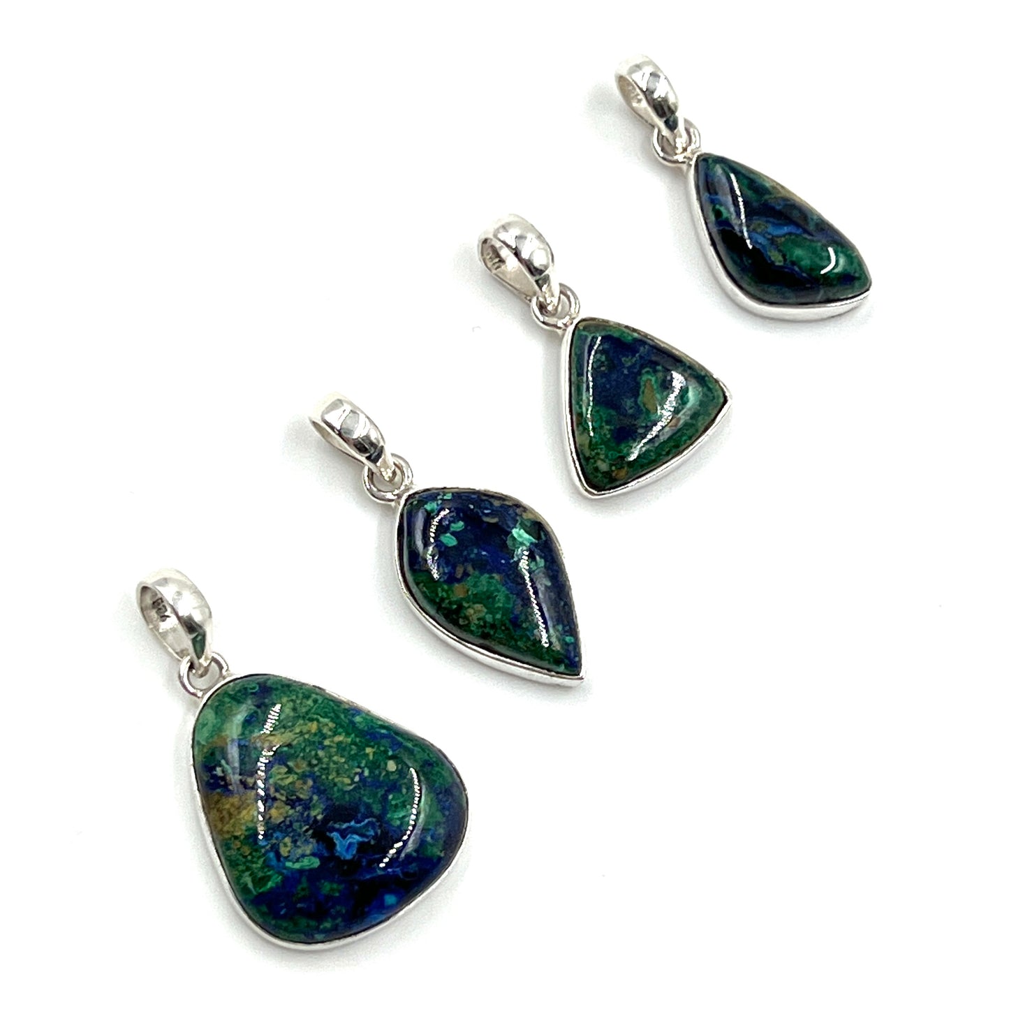 Sterling Silver Azurite Malachite Pendants