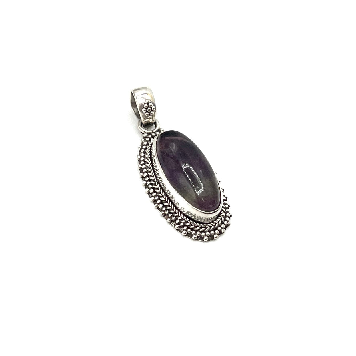 Sterling Silver Fluorite Oval Pendants