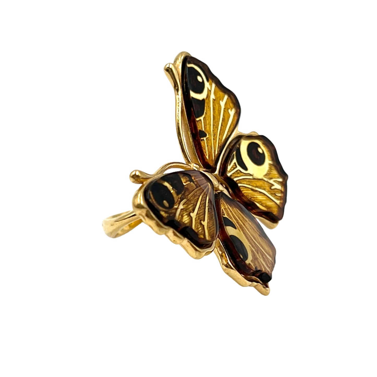 Gold Plated Silver Amber Butterfly Ring