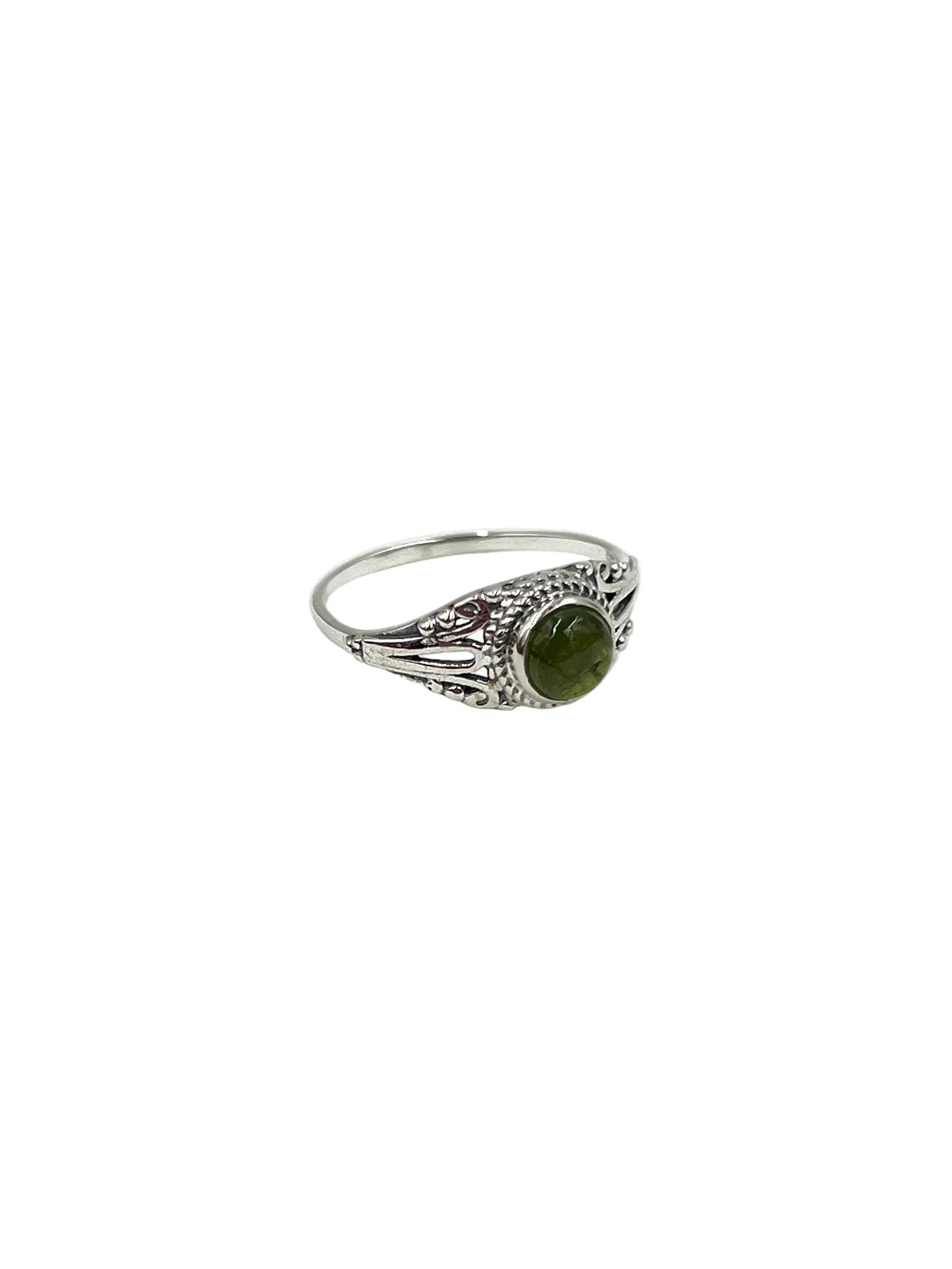 Green Tourmaline Round Ring