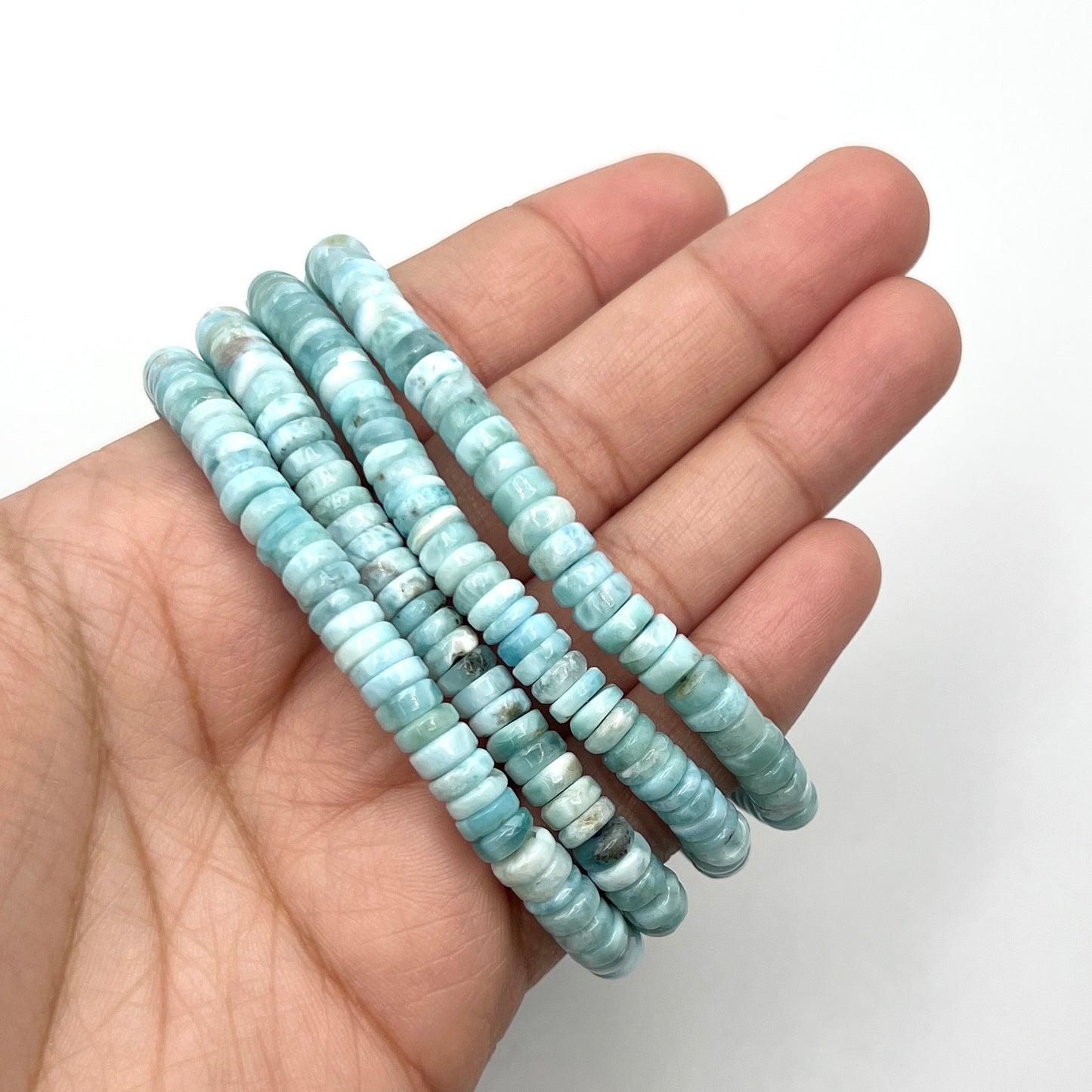 Larimar Wheel Beaded Stretchy Bracelets