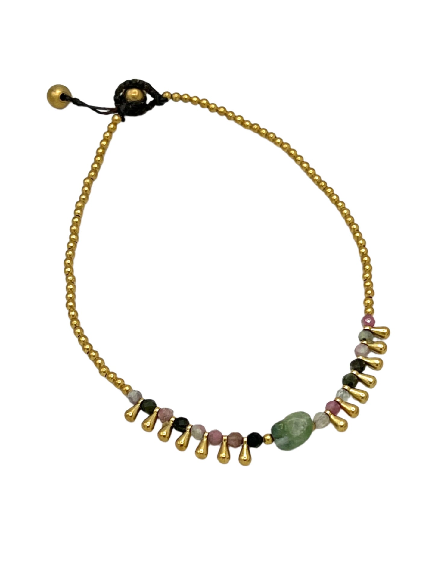 Gemstone Teardrop Brass Anklets