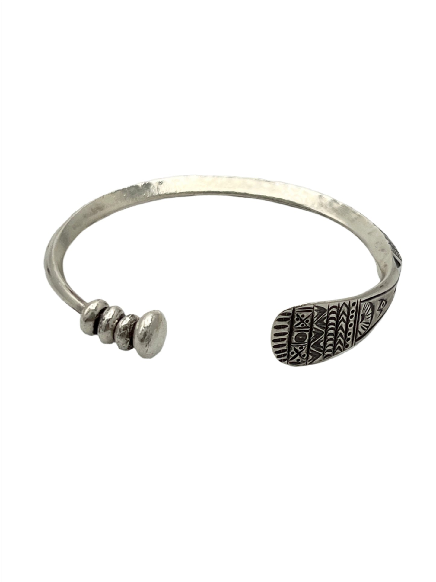 Sterling Silver Hilltribe Flat End Cuff Bracelet