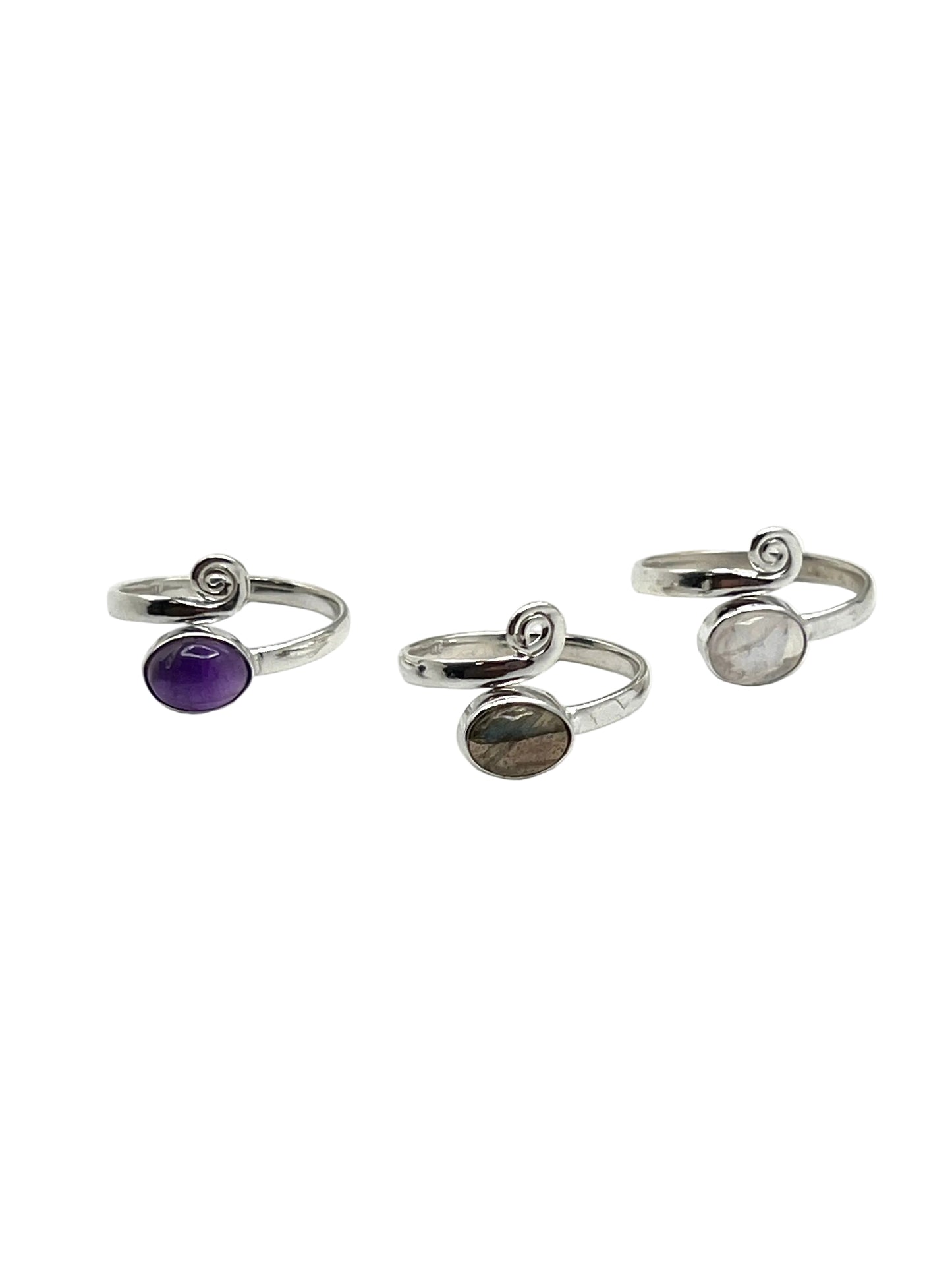 Swirl Gemstone Wrap Rings