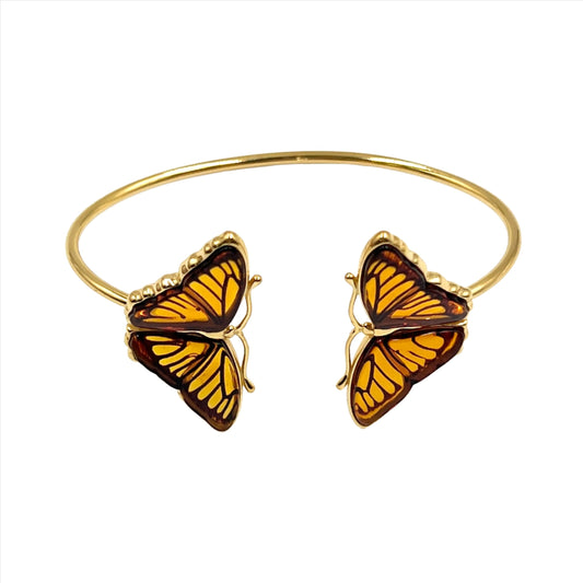 Gold Plated Silver Amber Butterfly Cuff