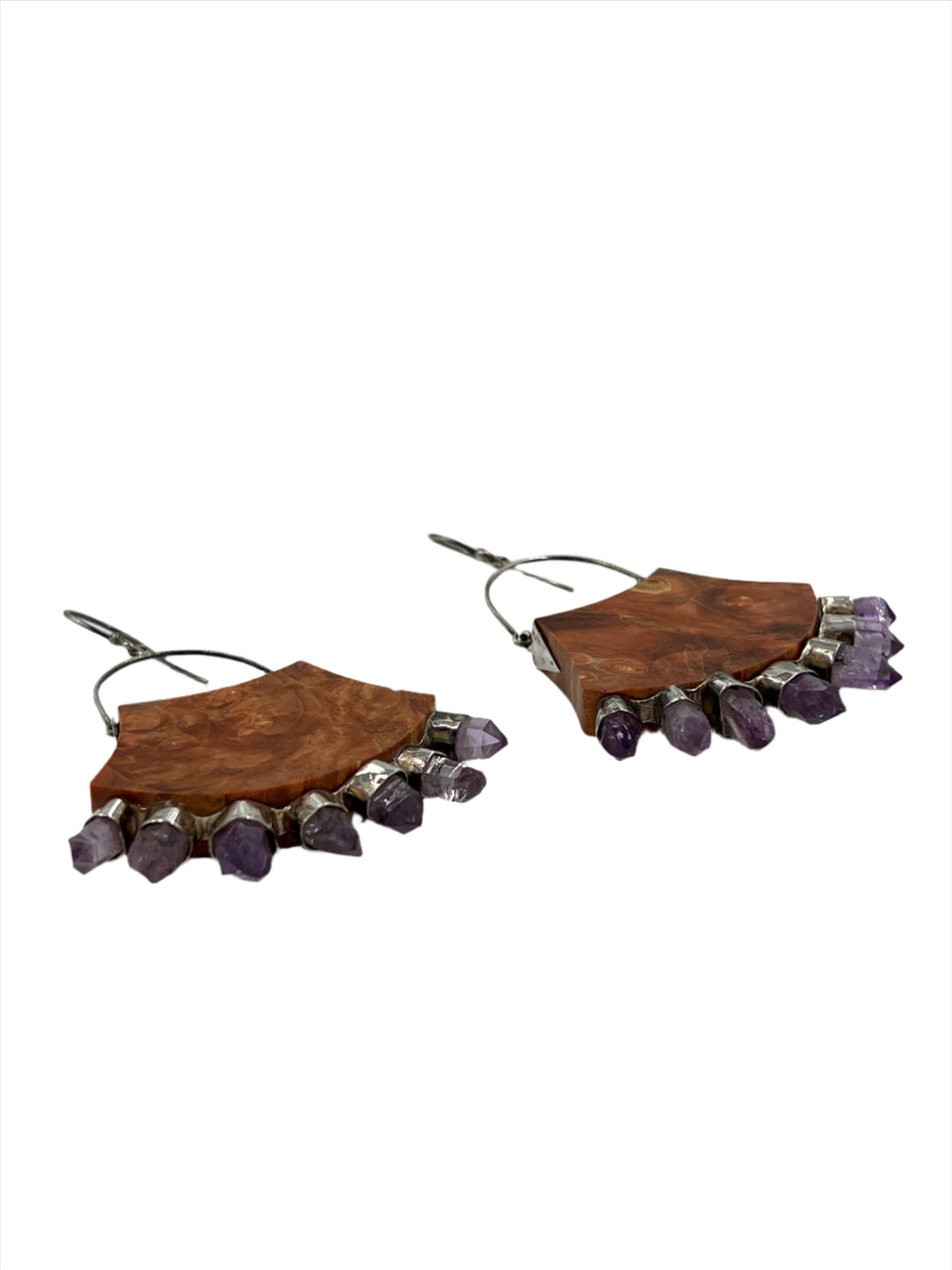 Sterling Silver Vericruz Amethyst & Burl Wood Earrings