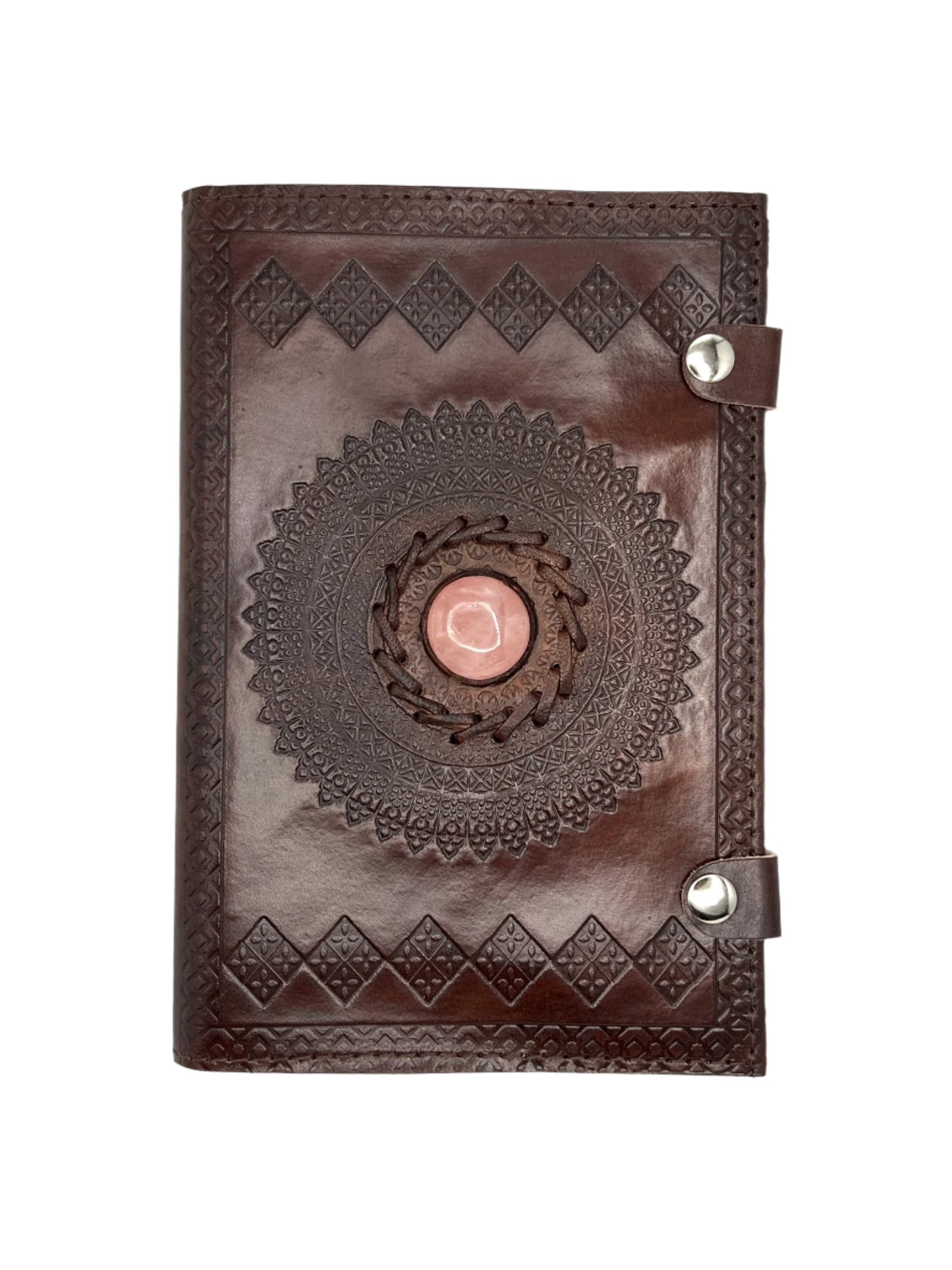 Camel Leather Gemstone Journal | Diamond Mandala | 9" x 6" x 1/2"