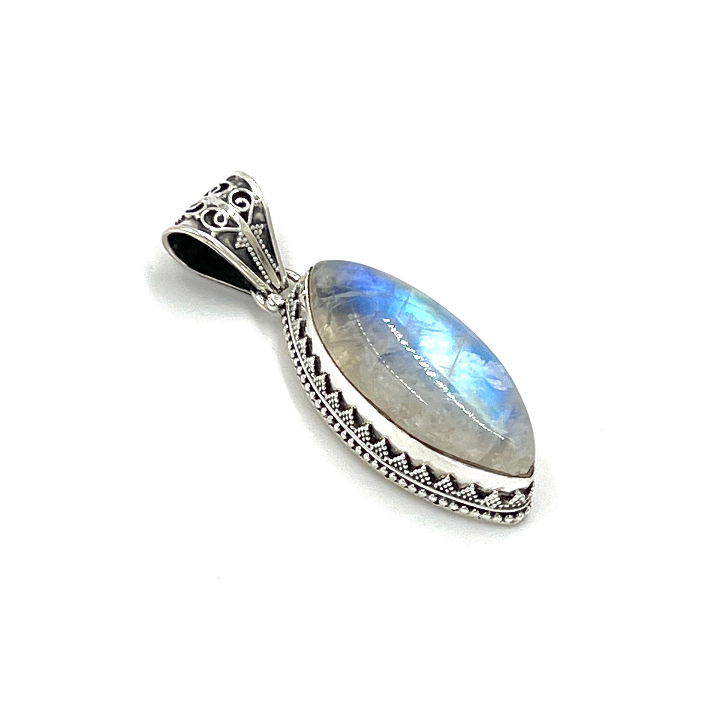 Sterling Silver Filigree Marquise Moonstone Pendant