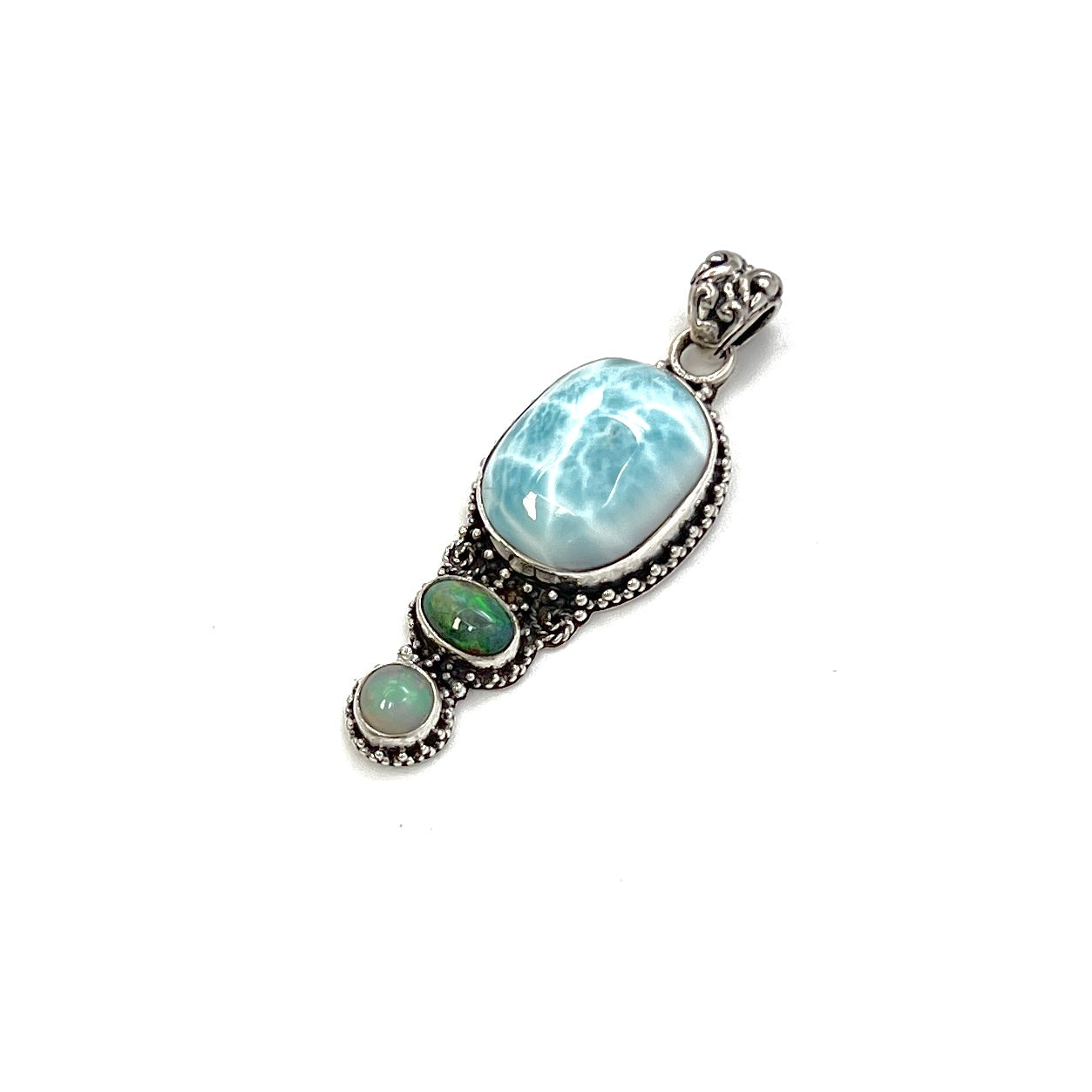 Sterling Silver Larimar & Opal Pendants