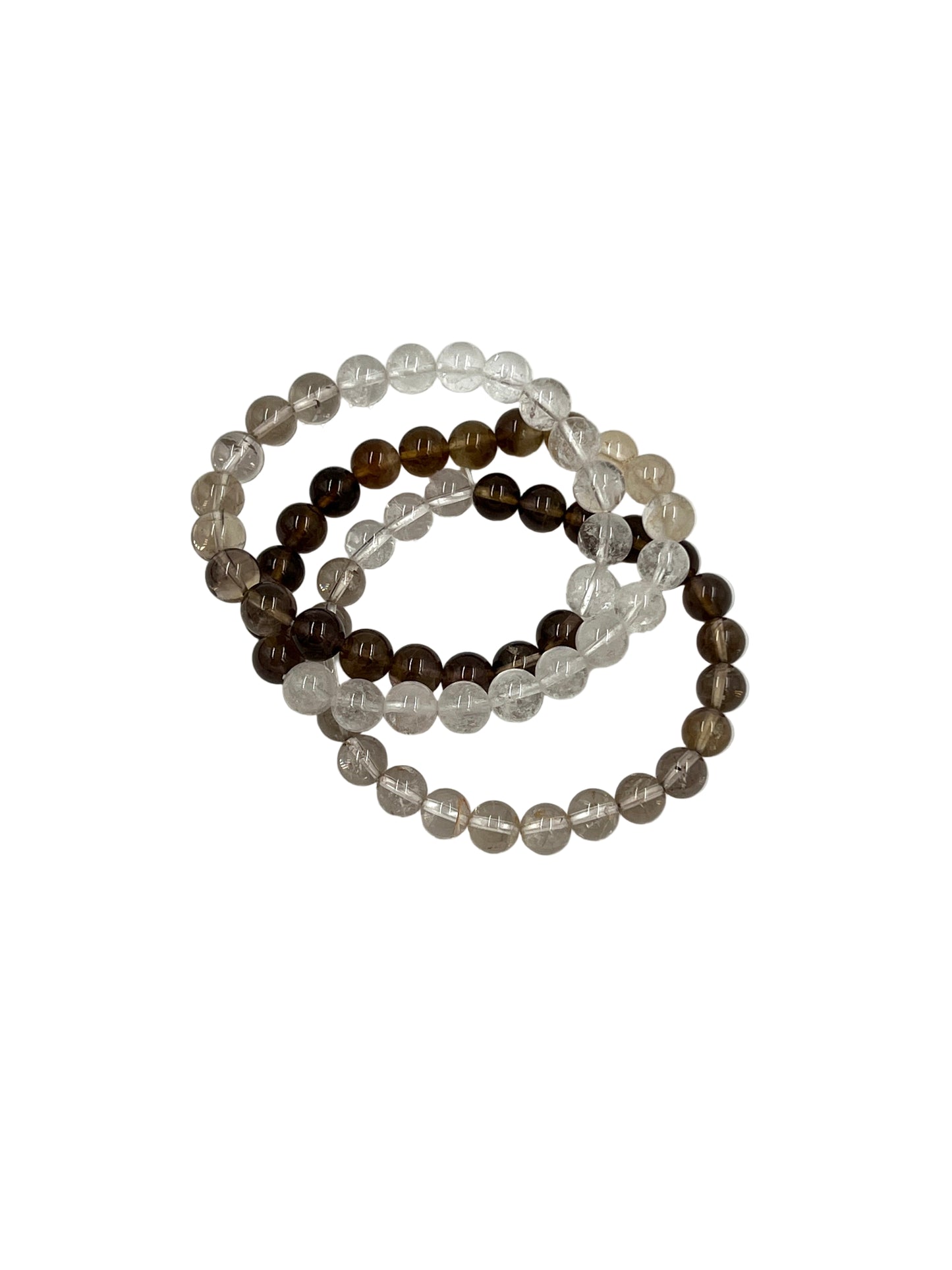 Smoky Quartz & Clear Quartz Stretchy Bracelets