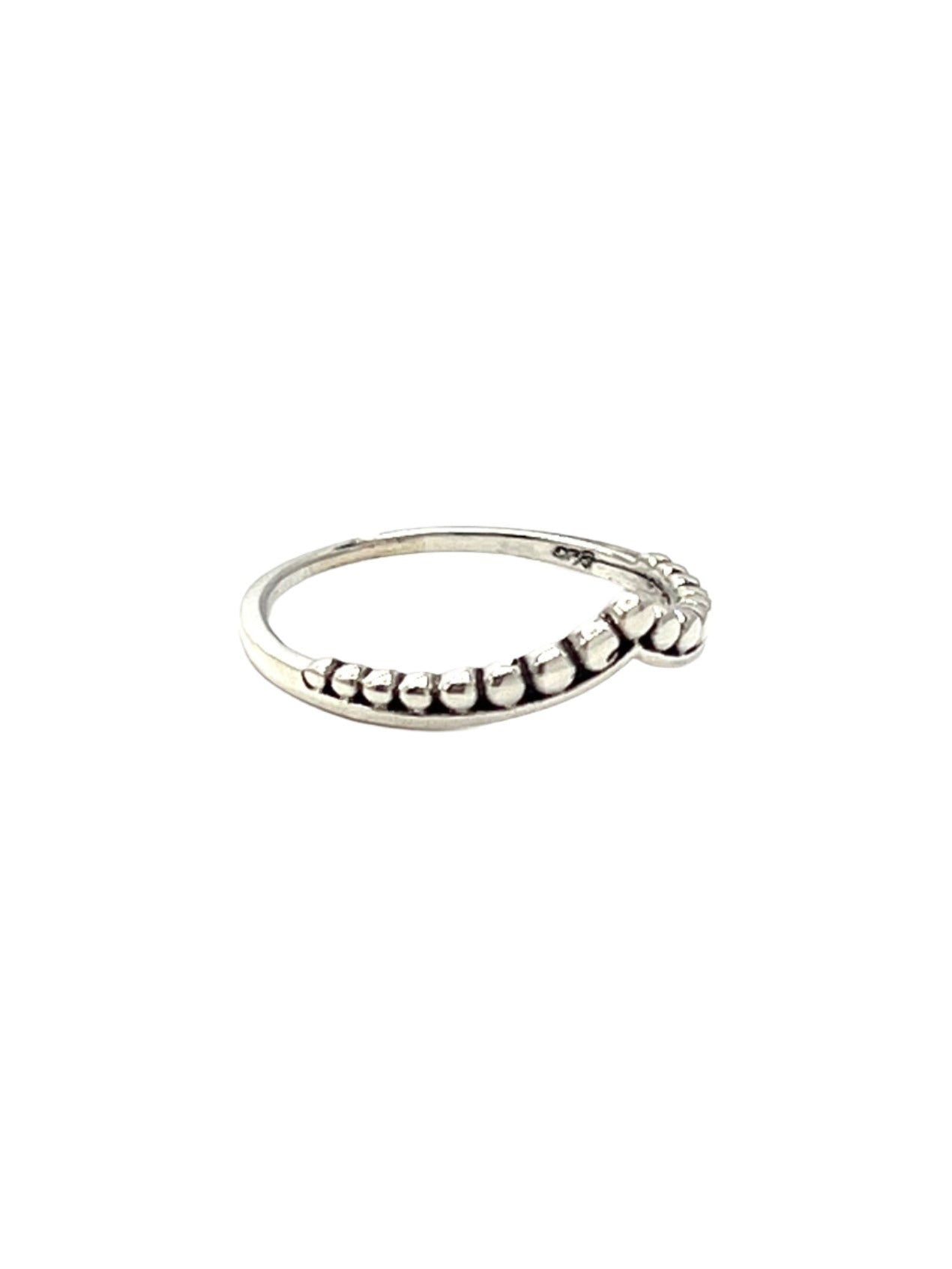 Sterling Silver Beaded Chevron Ring