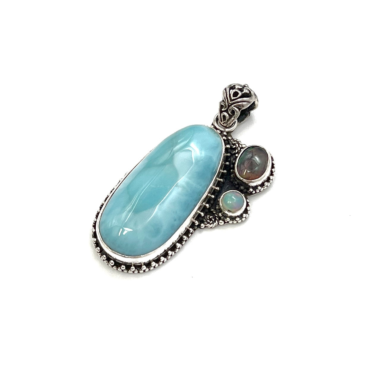 Sterling Silver Larimar & Opal Pendants