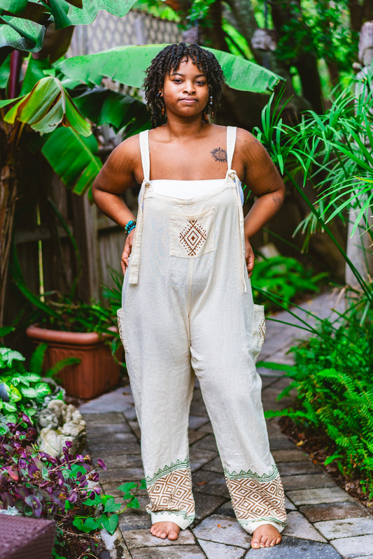 Desert Rose Block Print Overalls