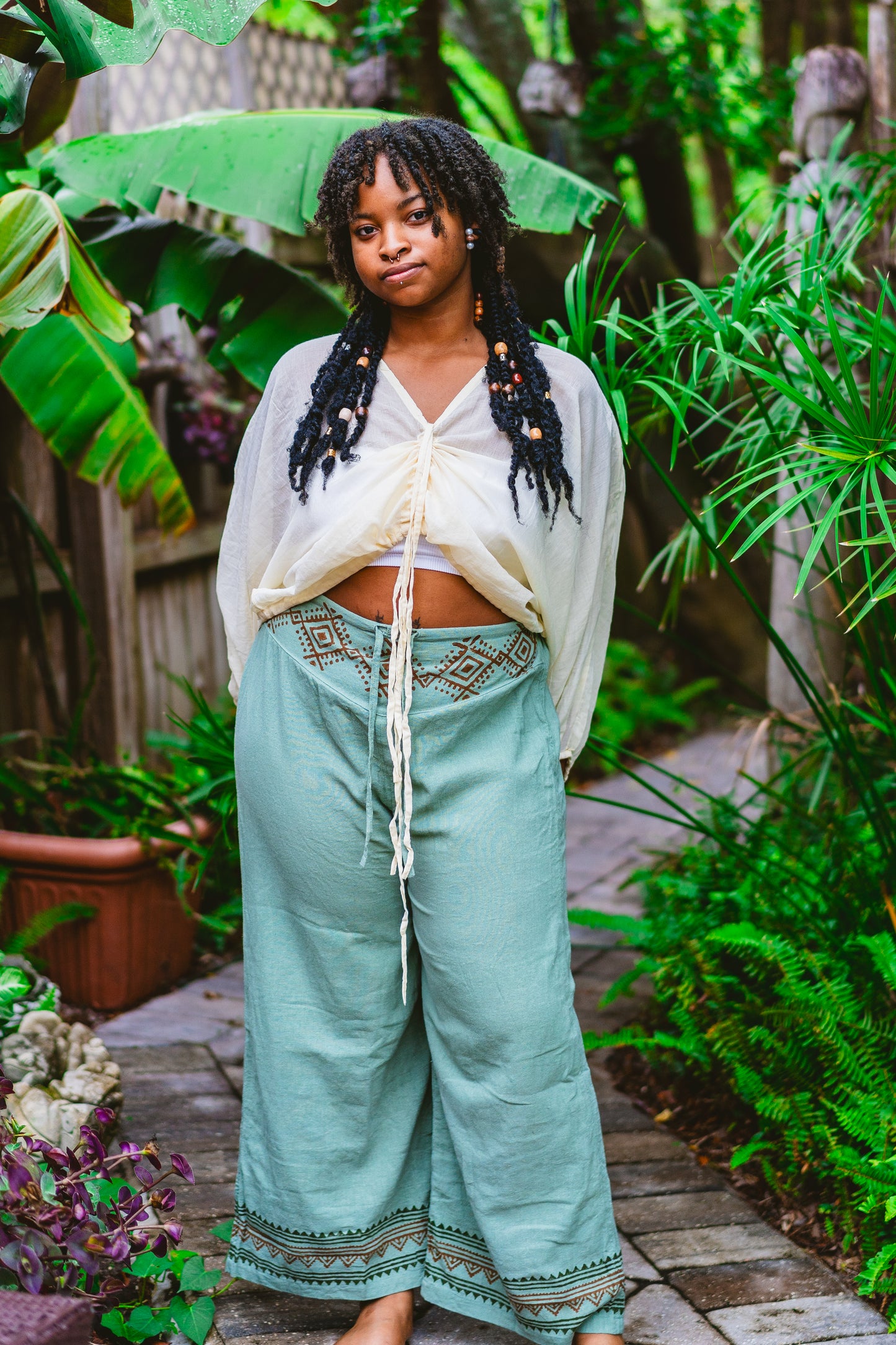 Desert Rose Cotton Drawstring Crop Top