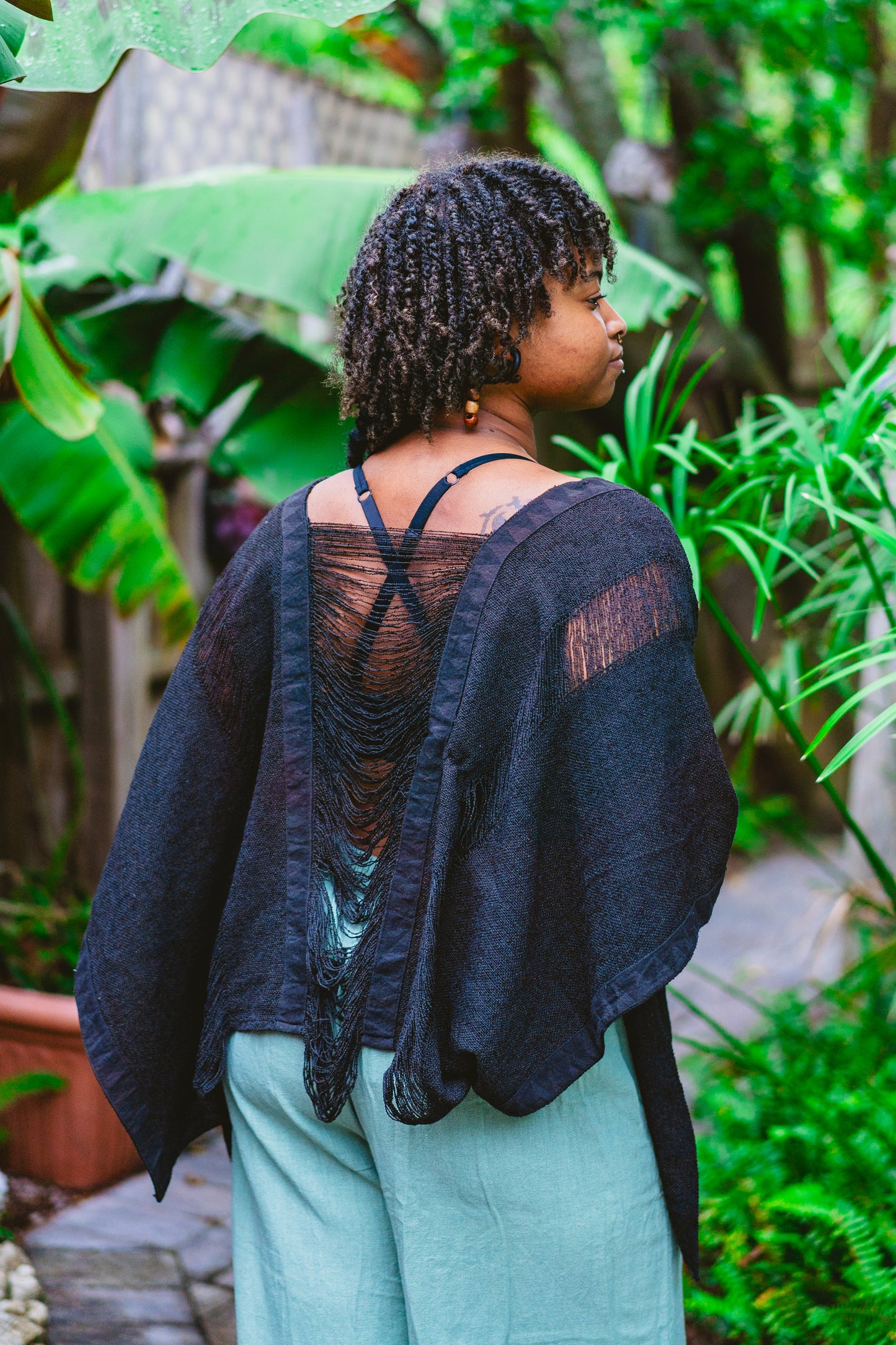 Desert Rose Woven Block Print Poncho