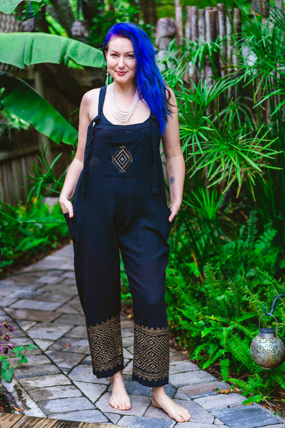 Desert Rose Block Print Overalls