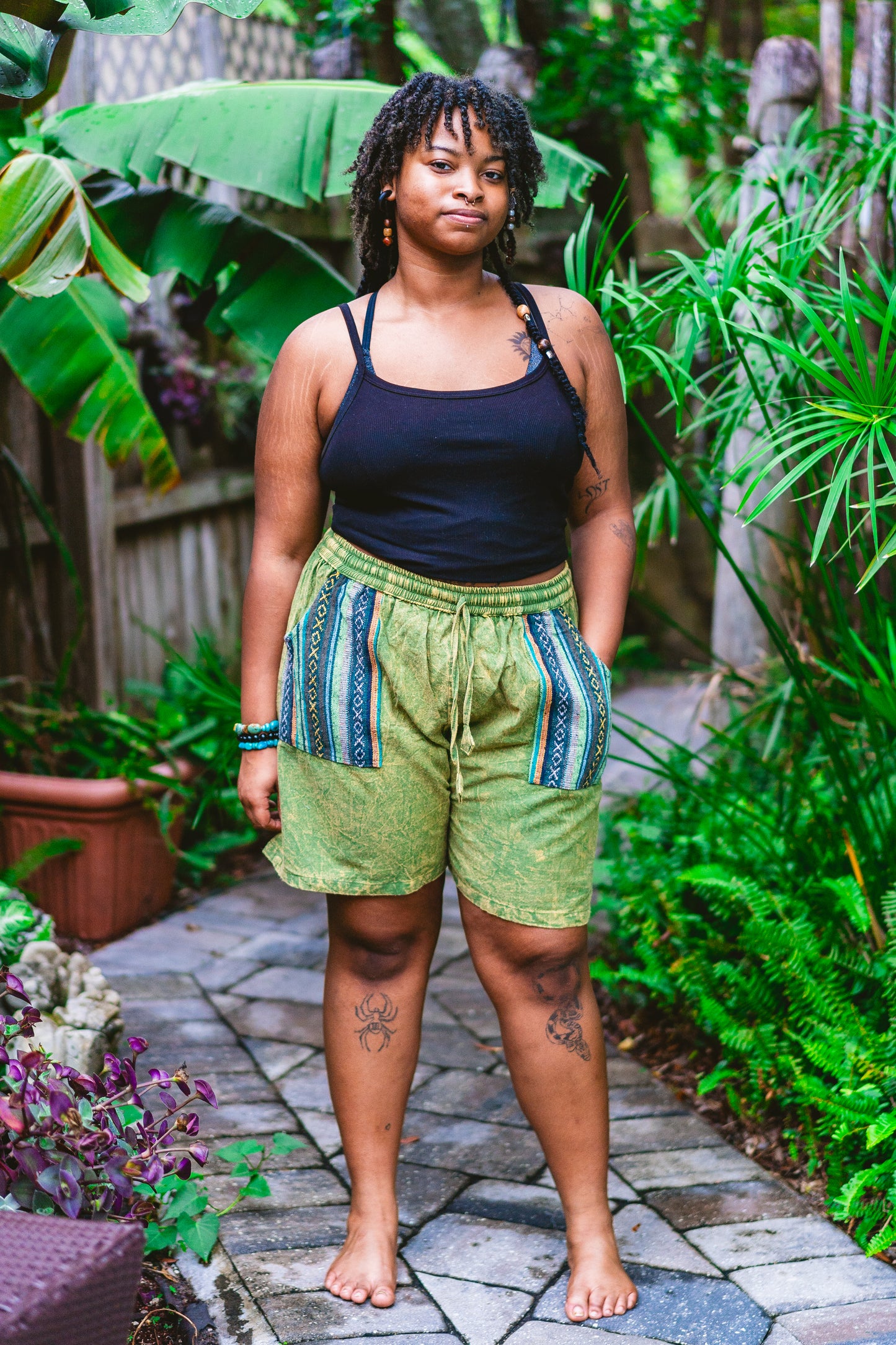 Cotton Drawstring Shorts with Gheri Pockets