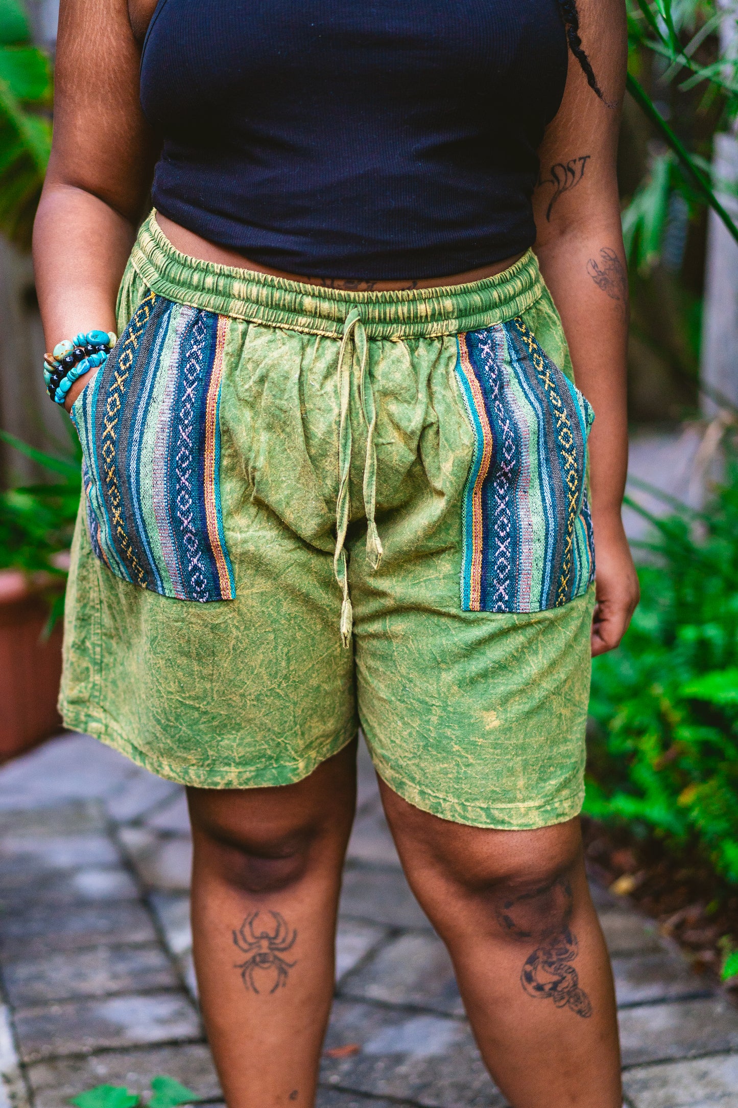 Cotton Drawstring Shorts with Gheri Pockets