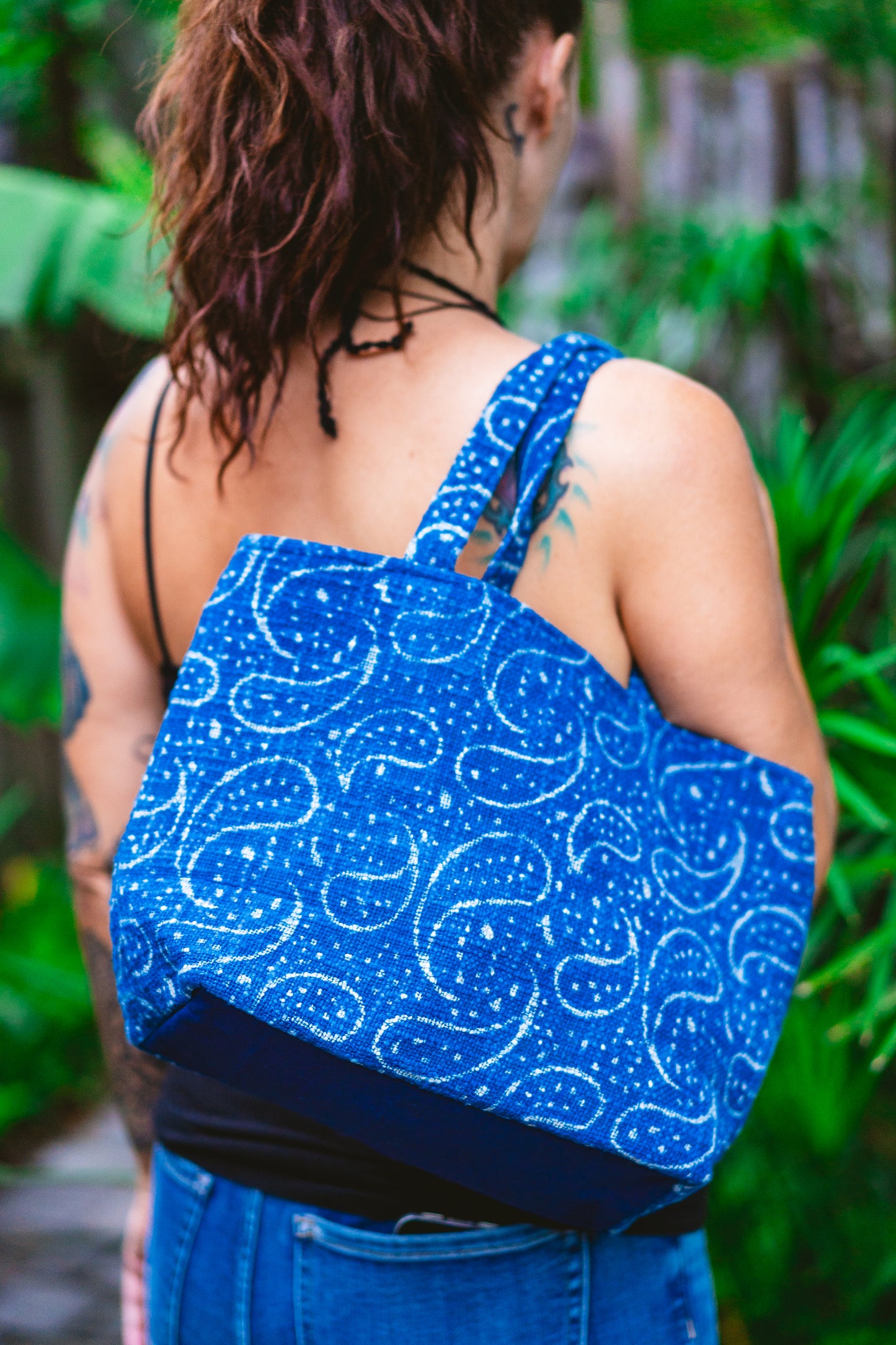 Indigo Block Print Market Bag