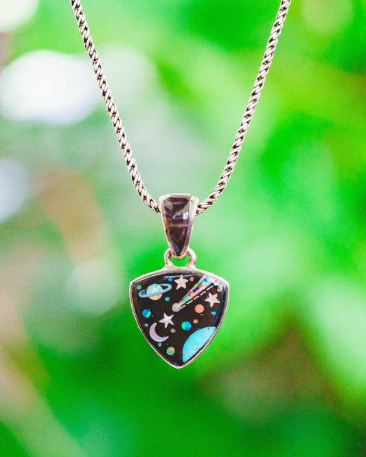 Inlaid Gemstone Galaxy Pendants by David Freeland